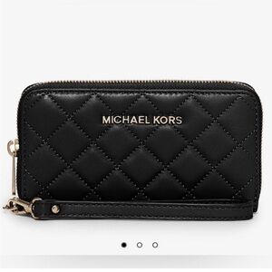 Michael kors authentic black and gold wallet wristlet coin purse phone holder